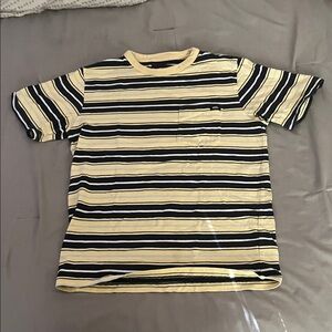 Vans Yellow and Navy Blue Striped T-Shirt